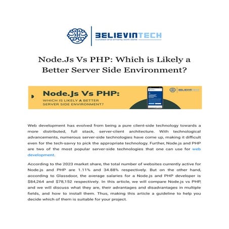 Node.Js Vs PHP: Which is Likely a Better Server Side Environment? | PDF ...