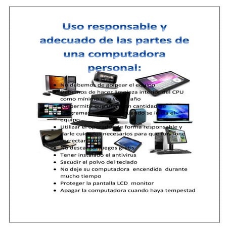 Uso responsable y adecuado de las partes de una computadora personal | PDF