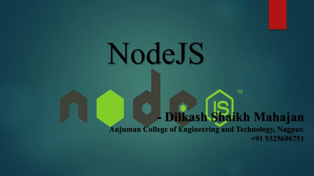 Node JS | Dilkash Shaikh Mahajan