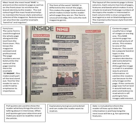 Noel gallagher contents page analysis