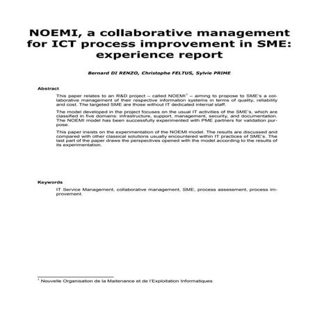 Noemi, a collaborative management for ict process improvement in sme experien...