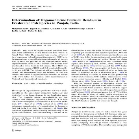 No endosulfan residues in fishes