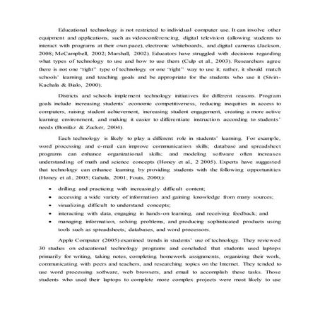 Educational technology: Literature Review