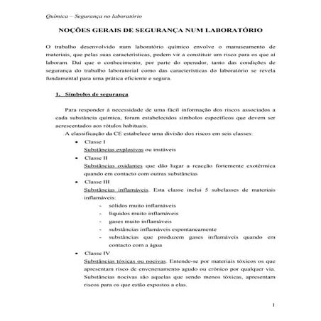 Noções gerais de segurança num laboratório