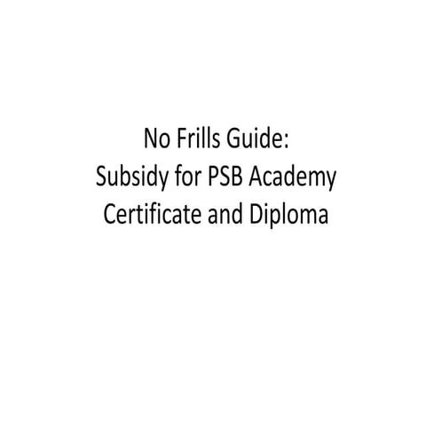 No Frills SDF Subsidy Guide