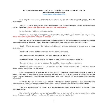 ¿NO HABÍA SITIO EN LA POSADA?