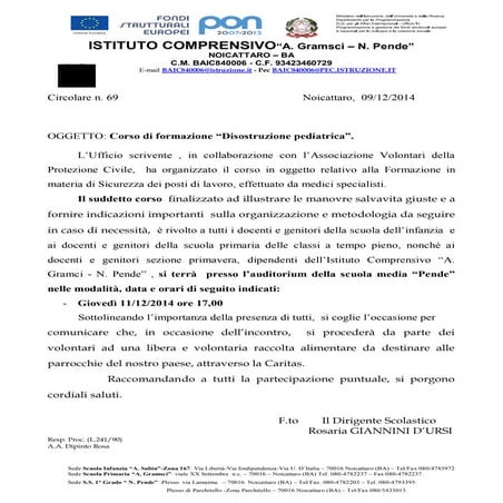 Noicattaro. corso disostruzione pediatrica alla pende