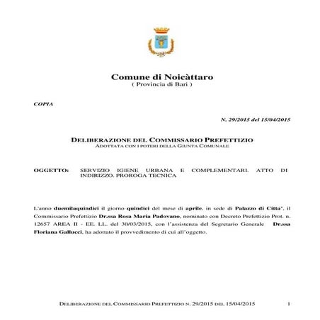 Noicattaro. proroga all'ecologica pugliese