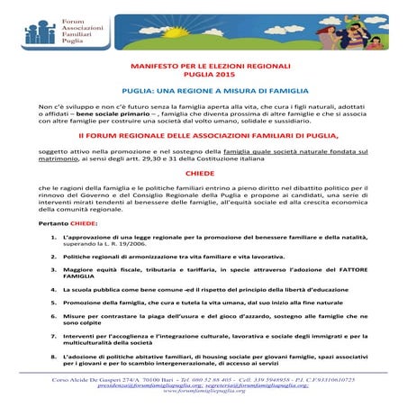 Noicattaro. documento forum famiglie 1