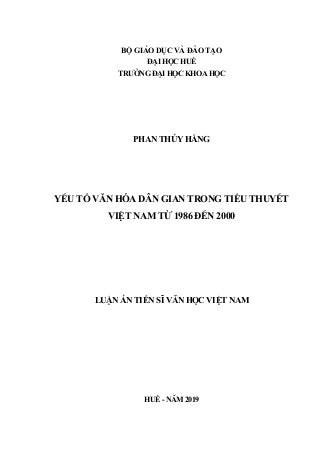 Yếu tố văn hóa dân gian trong tiểu thuyết Việt Nam (1986 - 2000)