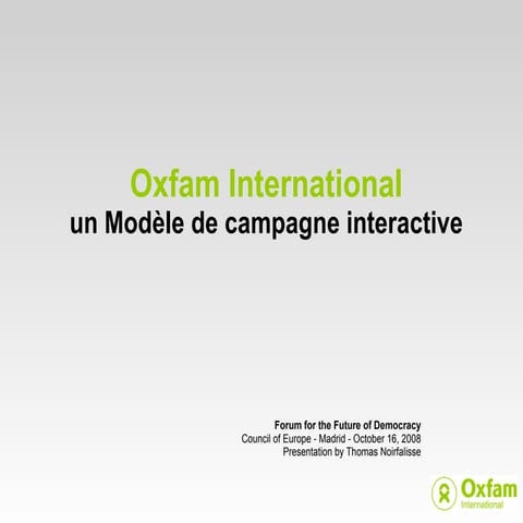 Oxfam International - modéle de campagne en ligne