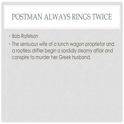 Noir film presentation showing examples of specific movies