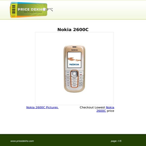 Nokia 2600C specification
