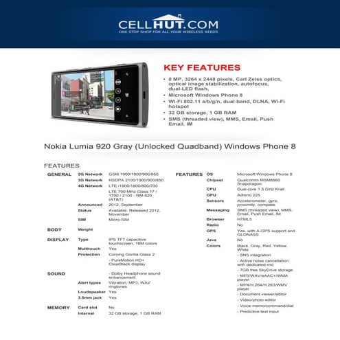 Nokia lumia-920-gray-unlocked-quadband-windows-phone-8 brochure-33172