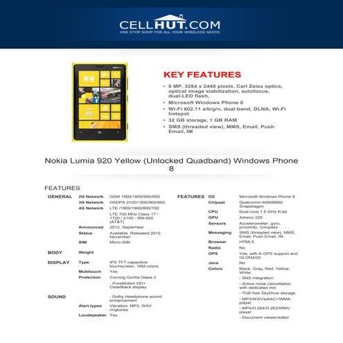 Nokia lumia-920-yellow-unlocked-quadband-windows-phone-8 brochure-33174