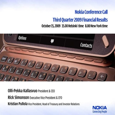 Q3 2009 Earning Report of Nokia