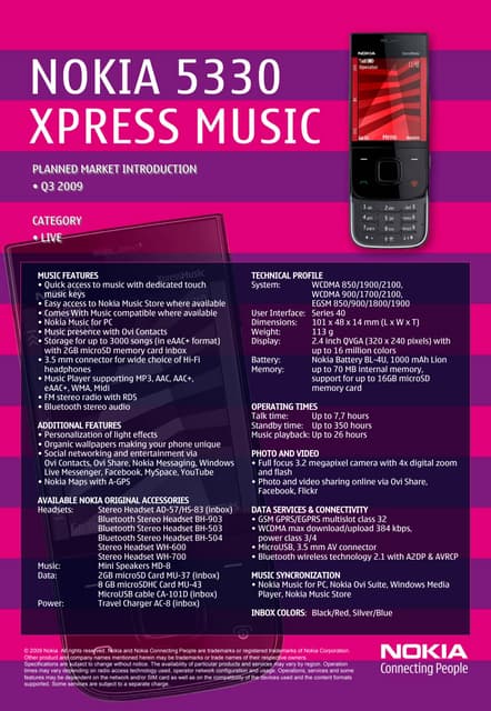 Nokia X6 16 Gb Data Sheet Final | PDF