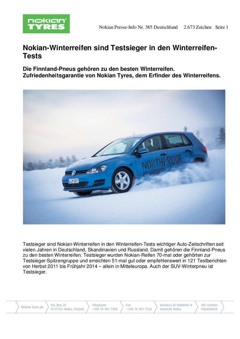 Nokian Winterreifen Sind Testsieger In Den Winterreifen Tests