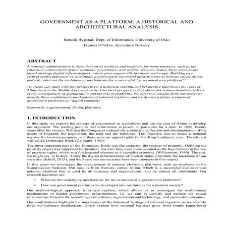 Government as a platform - A historical and architectural analysis