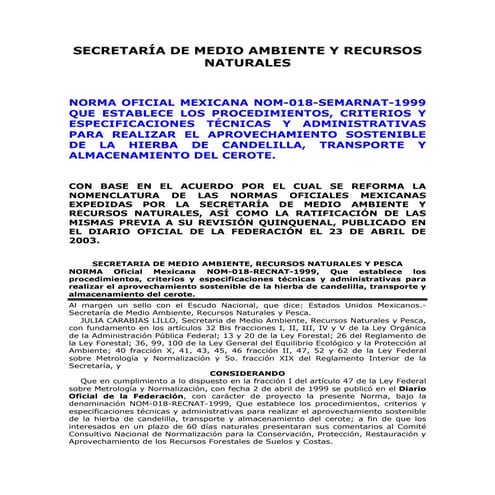 Nom 018-semarnat-1999