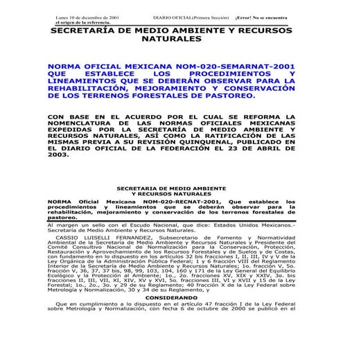 Nom 020-semarnat-2001