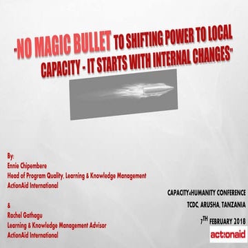 No magic bullet to shifting power to local capacity: it starts with internal ...