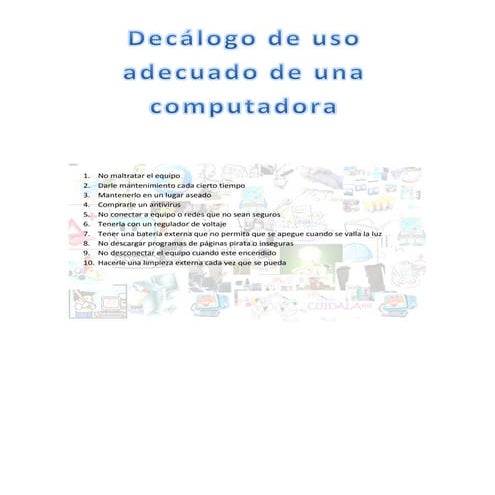 Uso responsable y adecuado de una computadora | PDF