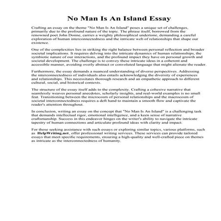 No Man Is An Island Essay