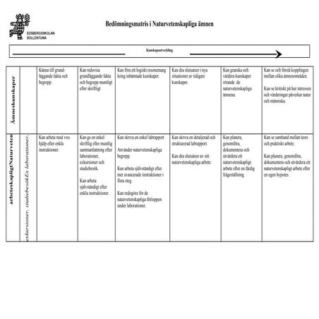 Edsbergsskolans bedömningsmatris 2009