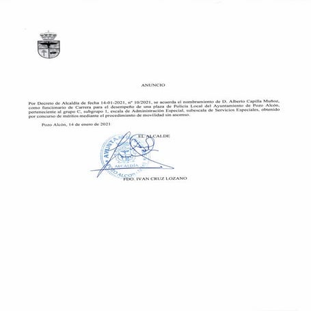 Nombramiento de Alberto Capilla