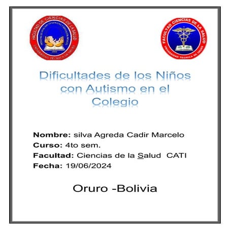 DIFICULTADES DE LOS NIÑOS CON AUTISMO EN EL COLEGIO | PPTX