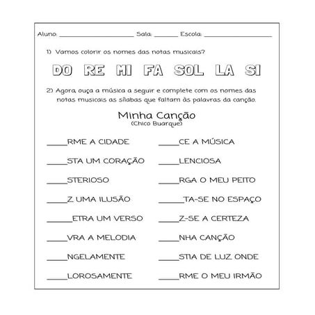 Nome das notas musicais