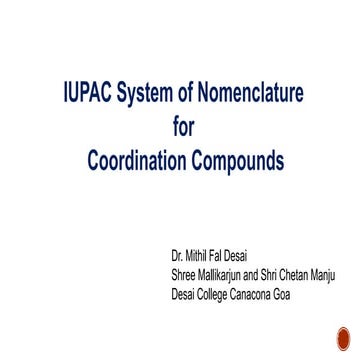 Nomenclature Part 1 (coordination compounds)