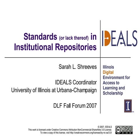 Standards (or lack thereof) in Institutional Repositories. Presentation for t...