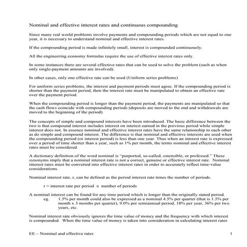Nominal and effective interest rates