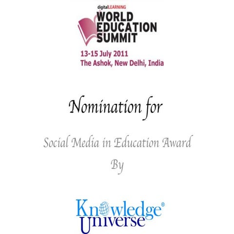 Nomination for social media in education award