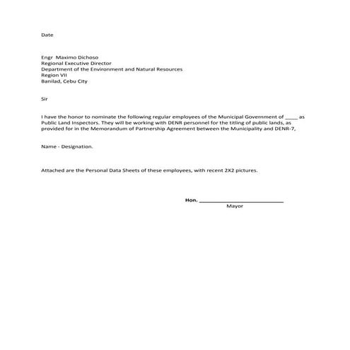 Nomination letter