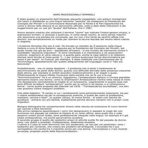 Nomi professionali femminili | PDF