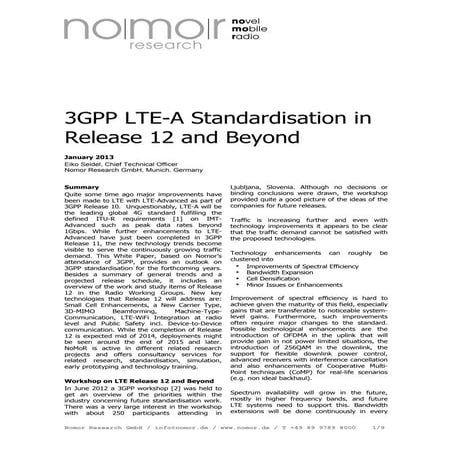 3GPP LTE-A Standardisation in Release 12 and Beyond - Jan 2013 Eiko Seidel, C...