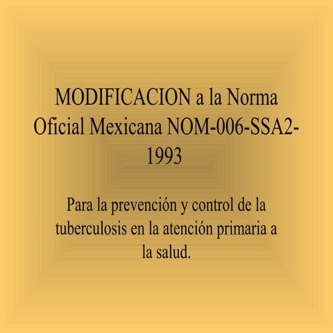Norma Oficial Mexicana contra la Tuberculosis