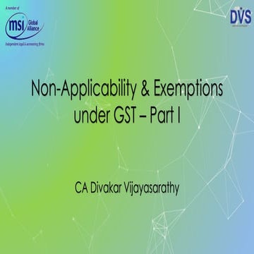 Non applicability and exemptions under gst law