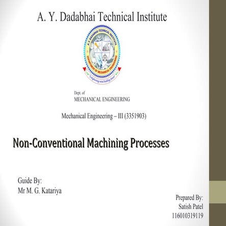 Non conventional machining process - me III - 116010319119