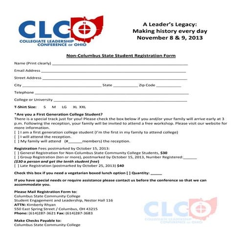 2013 Collegiate Leadership Conference registration