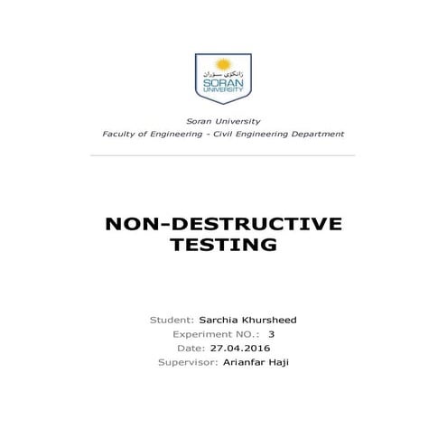 Non-Destructive testing - Report