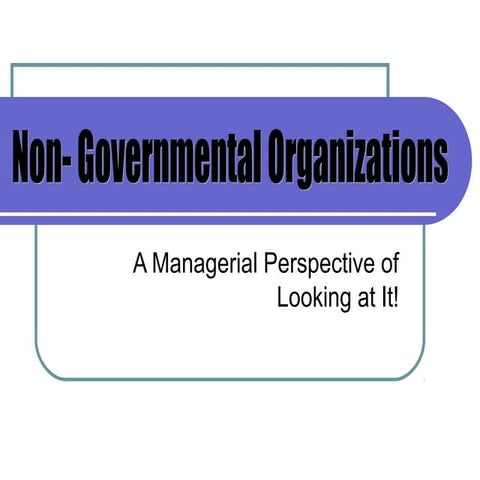 Non  governmental organizations