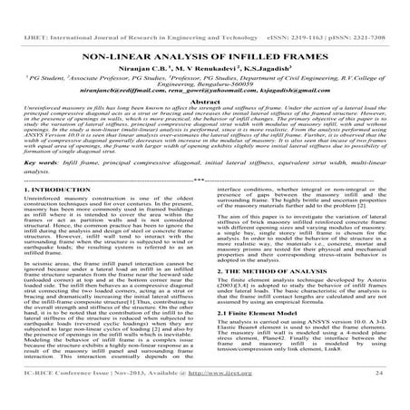 Non linear analysis of infilled frames