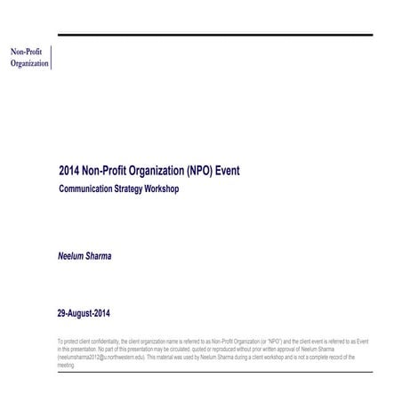 Non-Profit Communication Strategy (Neelum Sharma)