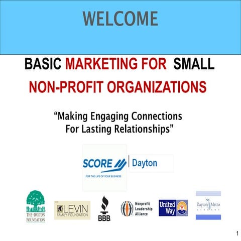 Basic Marketing for Nonprofit Organizations
