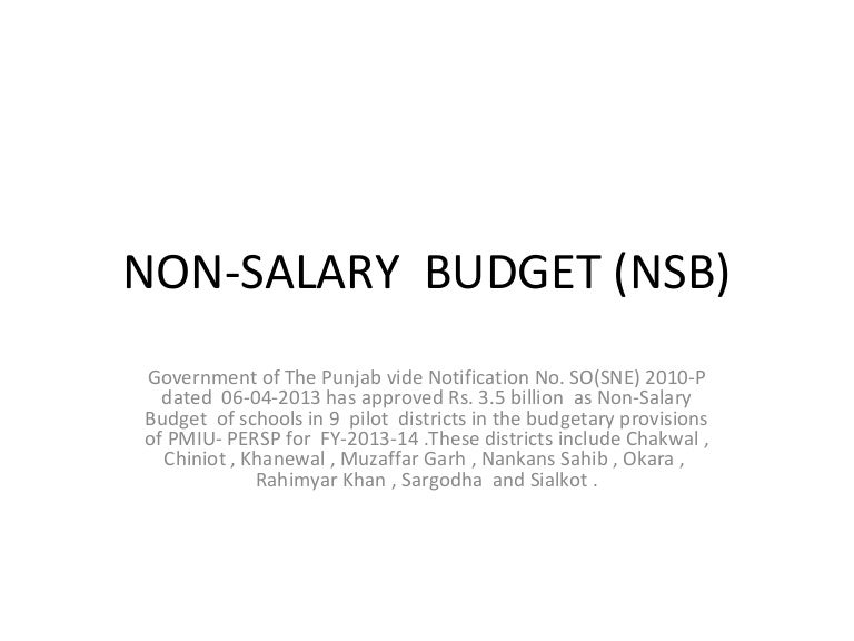 Non Salary Budget Nsb