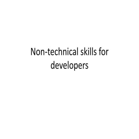 Non-technical skills for developers